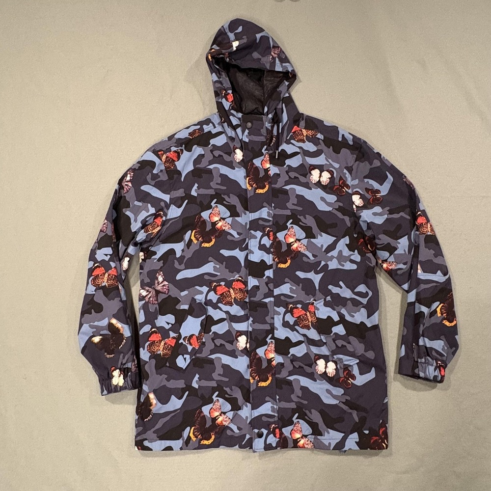Paisley & Gray Jacket Mens XL Blue Camouflage Butterfly Rain Coat Hooded